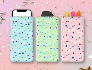 Colourful slipcases by Neonimo on pink background