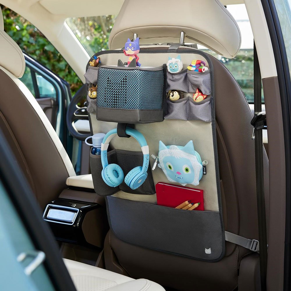 tonies® Car Organiser With Yeti Pouch on back of car seat