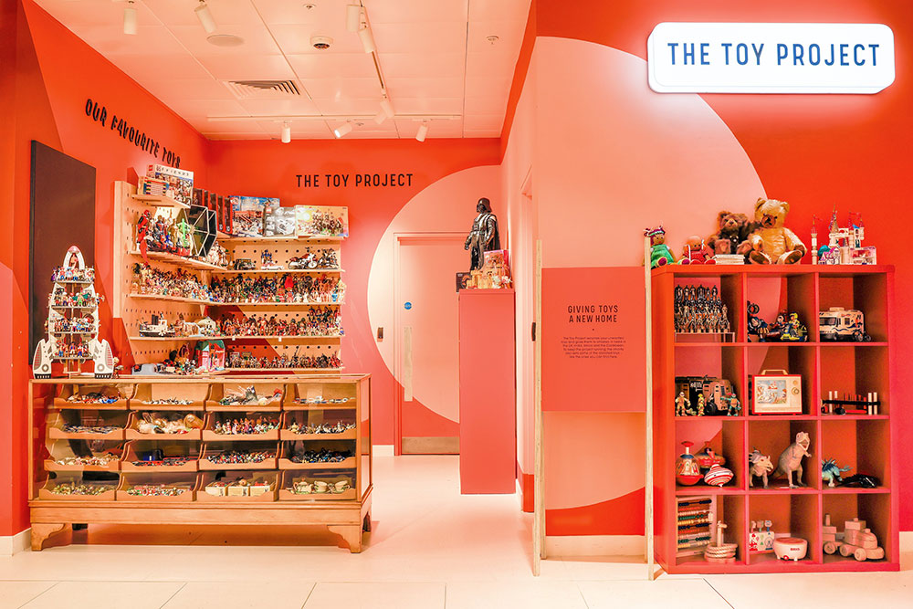Shelves full of toys within The Toy Project in Selfridges