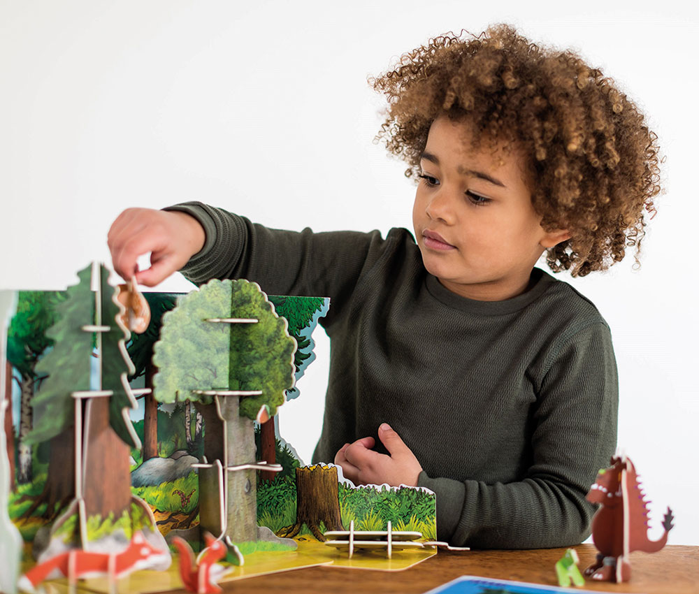 Child playing with a Gruffalo Praypress Toys kit