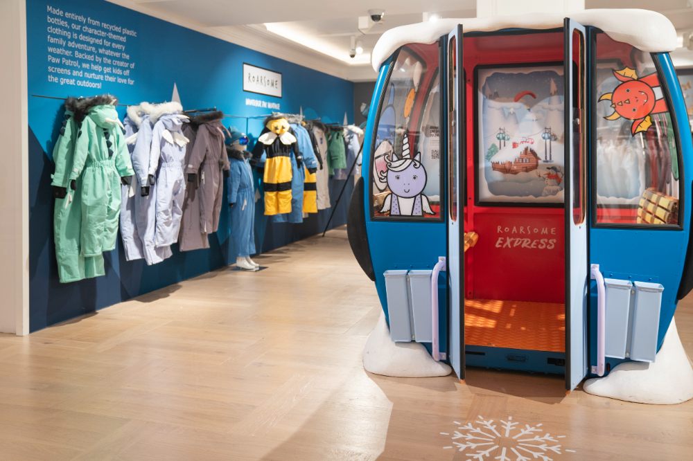 Roarsome Express pop-up featuring a ski lift in Harrods