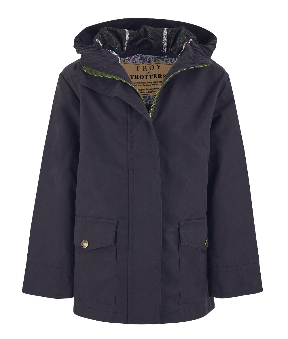 Child's navy blue wax jacket by TROY London and Trotters 