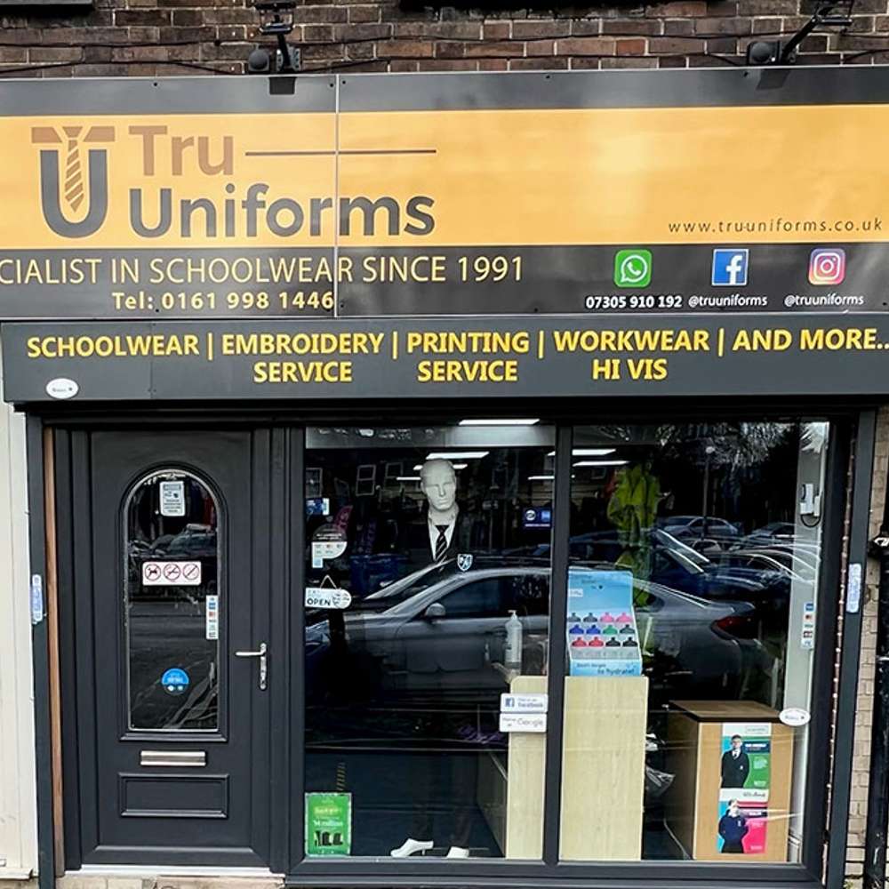Store front of Tru Uniforms - Schoolwear Retailer of the Year - North West England