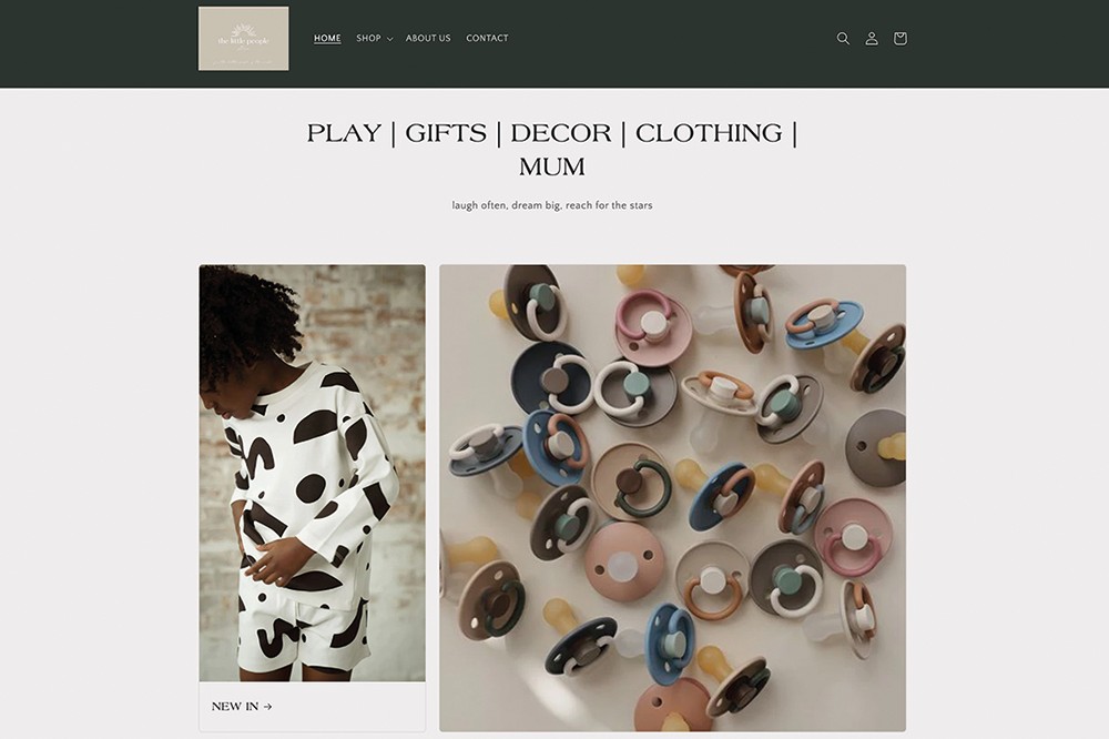 Homepage of The Little People Store website