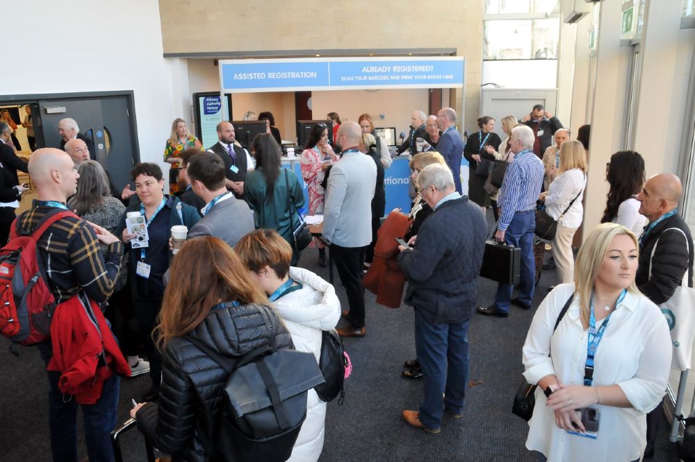 Visitors stood in the reception of Harrogate Nursery Fair