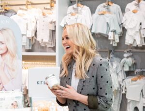 Emma Bunton, co-founder of Kit & Kin, stood in a Mamas & Papas store