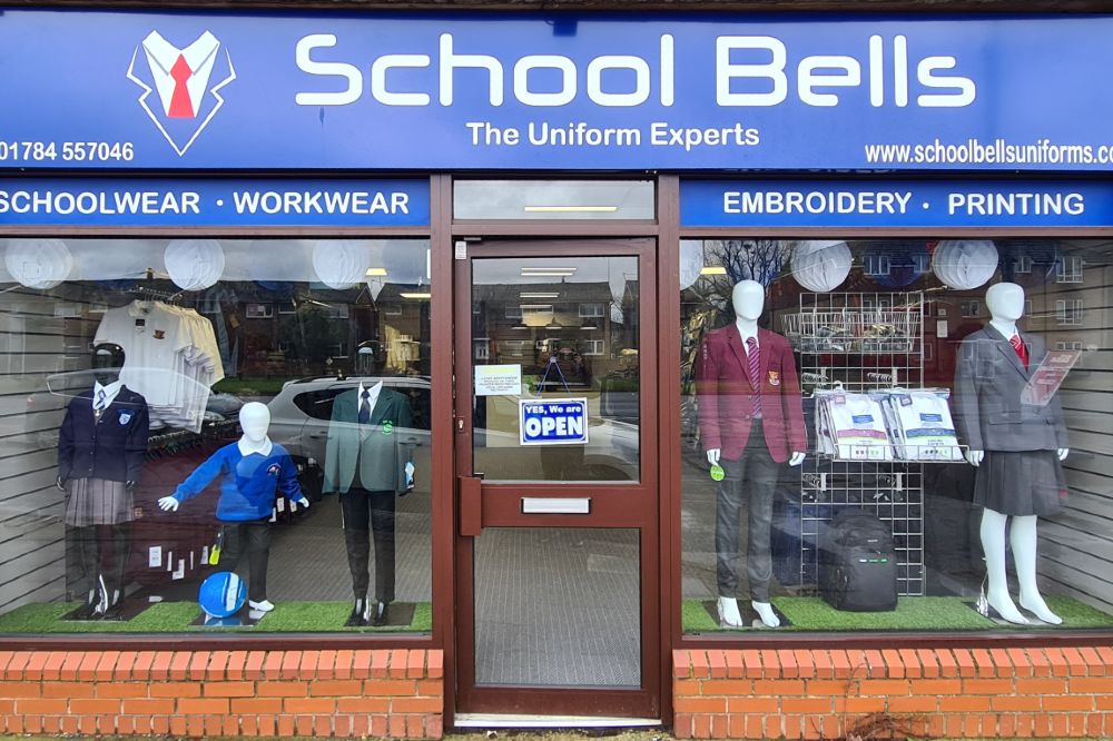 Store front of School Bells school uniform store 