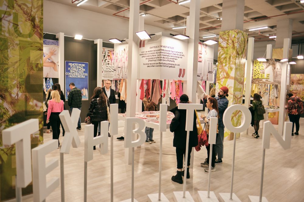 Visitors stood in the halls of the Texhibition trade show