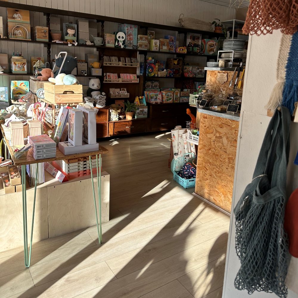 Shop interior featuring displays of kids' toys and accessories 