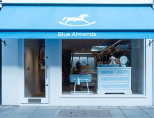Store front of Blue Almonds baby and nursery boutique
