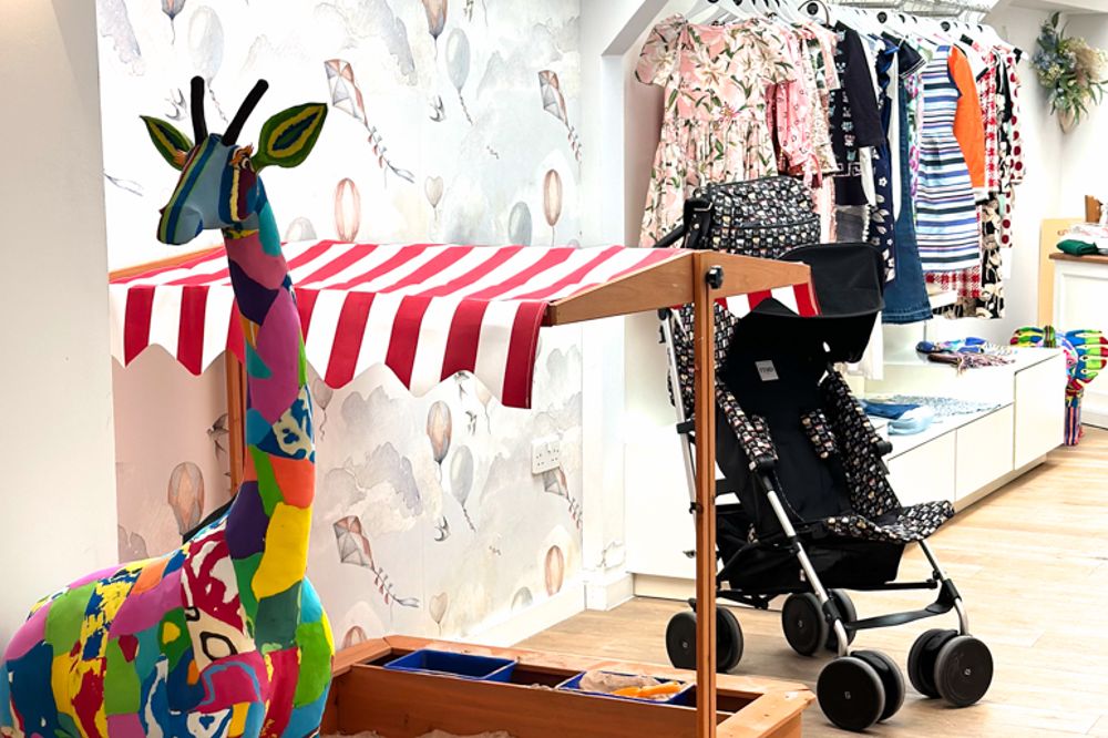 Children's clothing and baby products inside the Kidswear Collective pop-up shop 