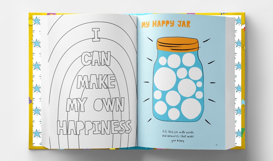 An open copy of The Positive Doodle Diary 