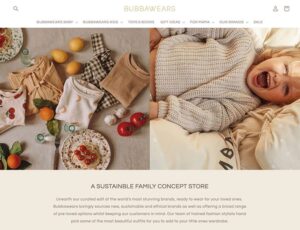 Homepage of the Bubbawears website