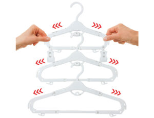 hree white clothes hangers by Grohanger being extended