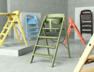 Different coloured Klapp highchairs by KAOS