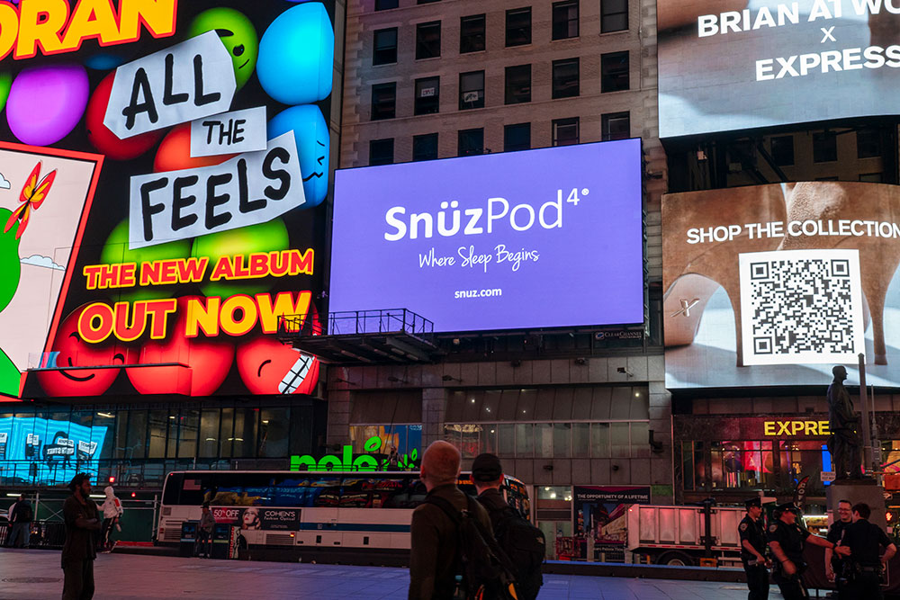 Snuz Billboard advert in Times Square