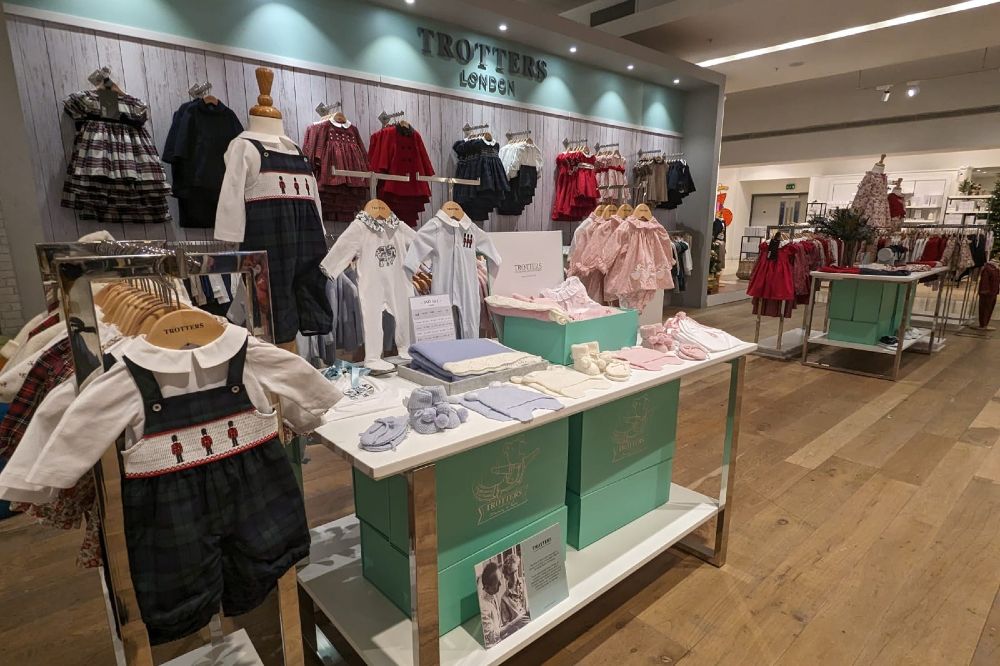 Childrenswear displayed in the Trotters store at Selfridges Manchester