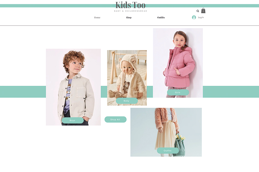 Homepage of the Kids Too website