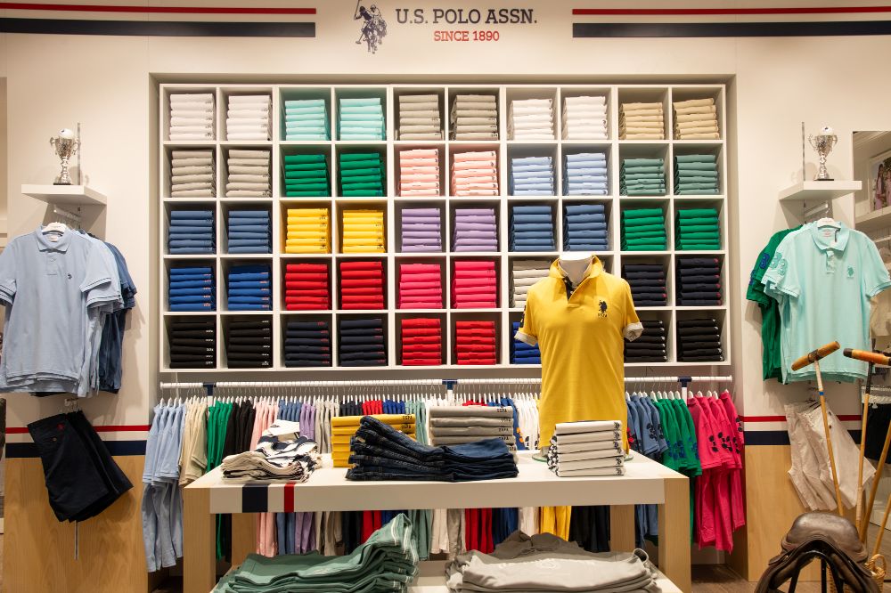 Clothes displayed inside a U.S. Polo Assn. shop