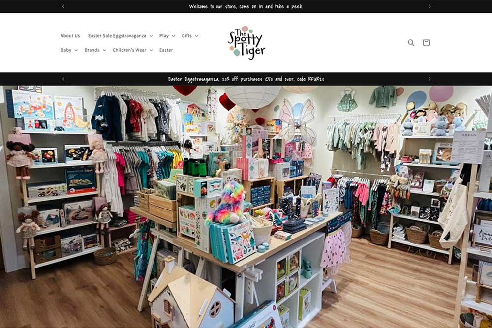 The Spotty Tiger's website homepage