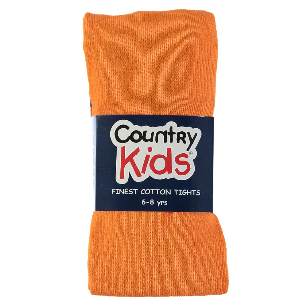 A pair of orange children's tights in Country Kids packaging 