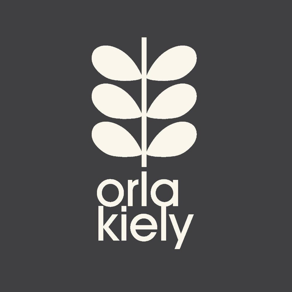 A grey and while Orla Kiely logo 