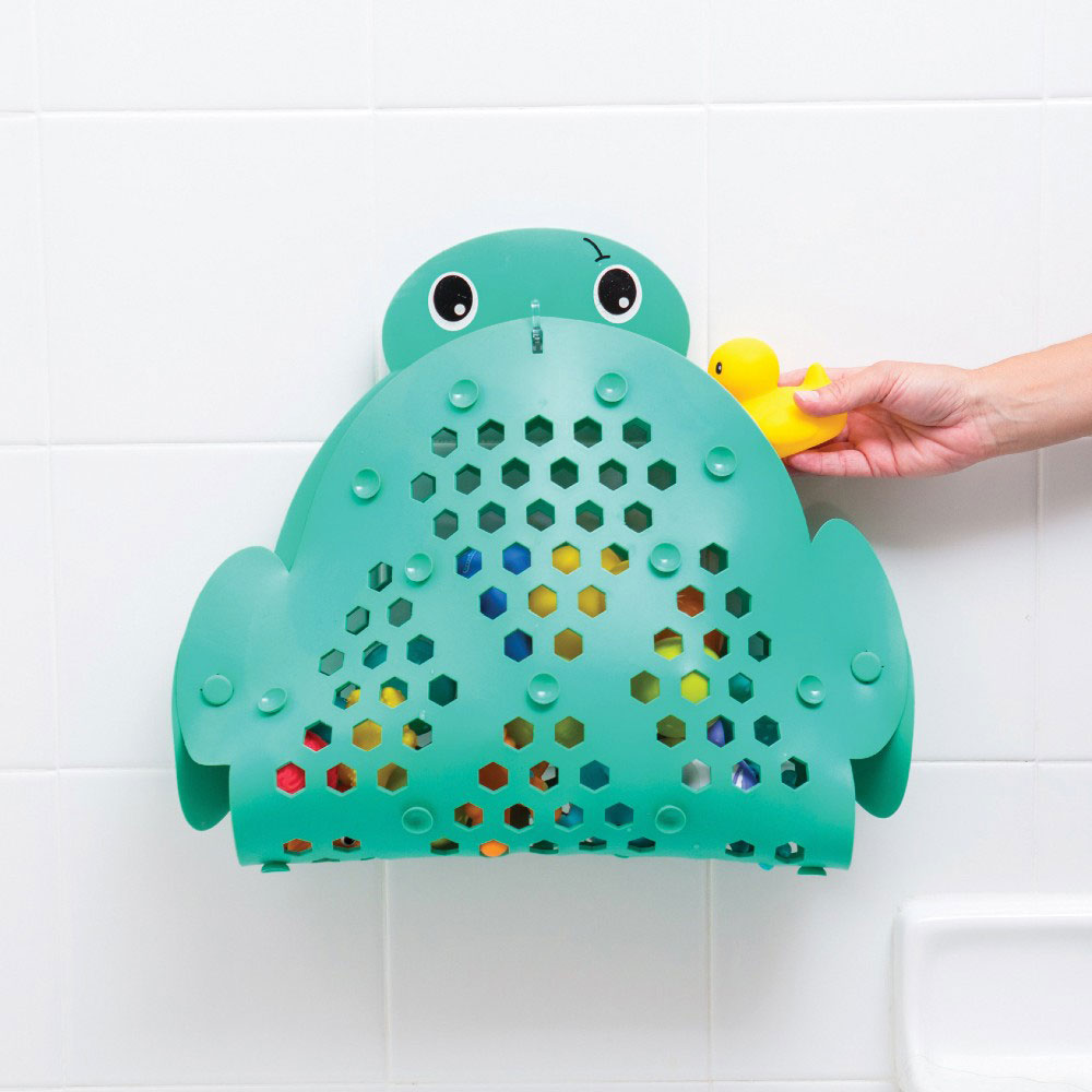 The 2-in-1 bath and storage mat stuck onto the tiles above a bath