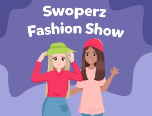 Swoperz Fashion Show logo with an illustration of two girls