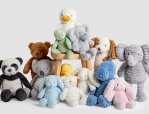 A display of soft toys by Jojo Maman Bebe