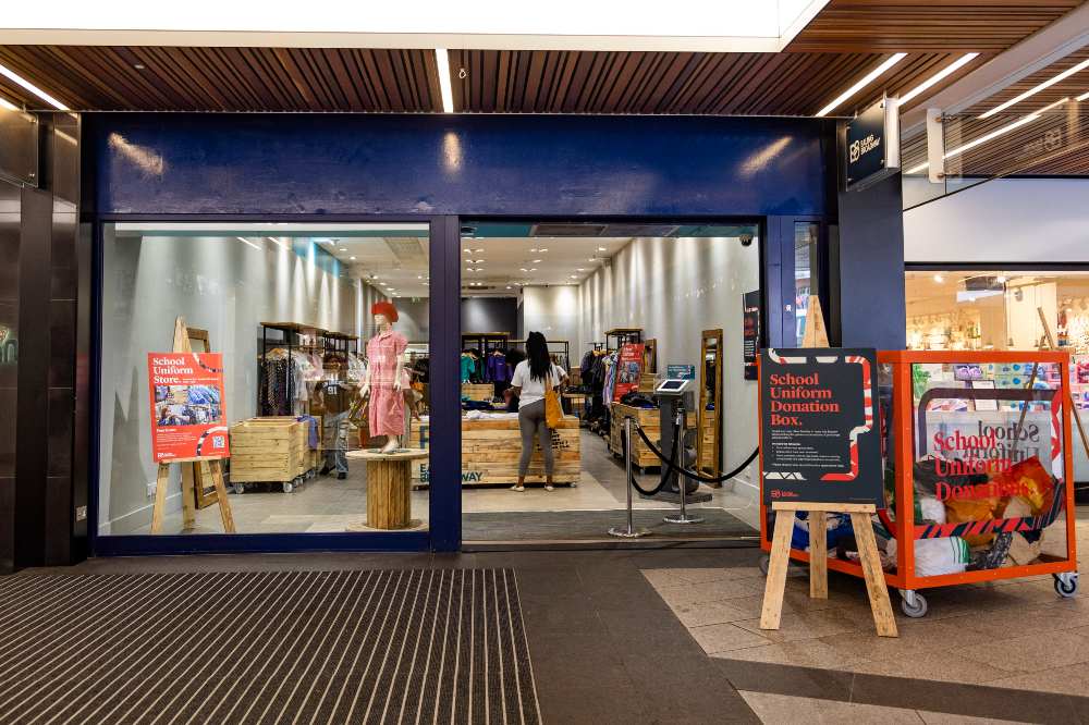 The front of a school uniform shop inside Ealing Broadway shopping centre