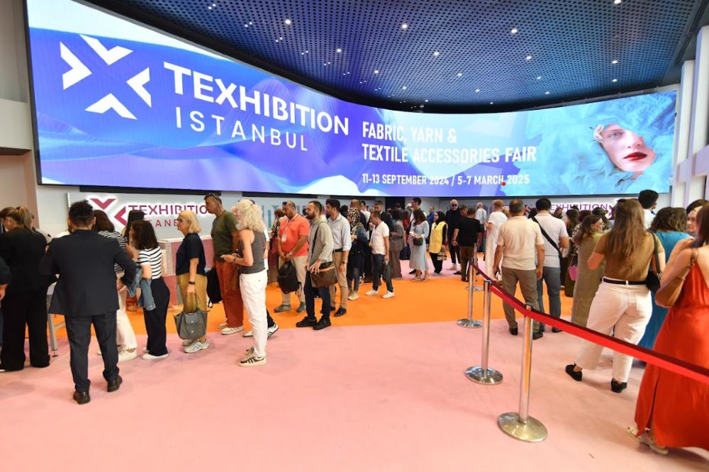 People stood in the registration hall of Texhibition Istanbul