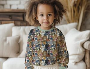 A child wearing a top with animals on from the Charley's Wild World collection, winner of #SBS Small Business Sunday