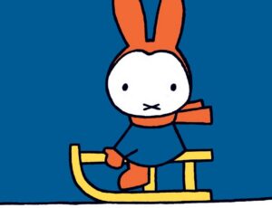 Miffy the bunny on a sleigh