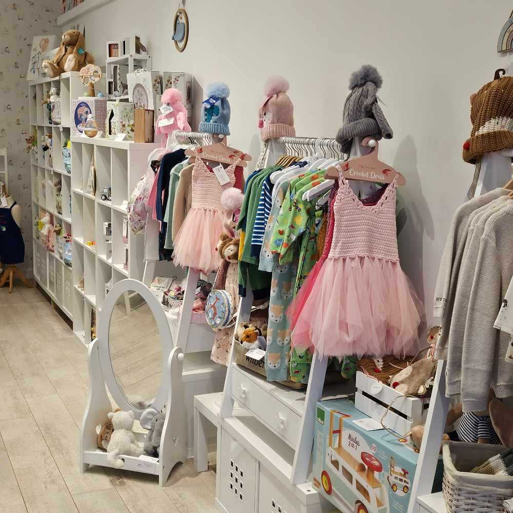 Children's clothes, gifts and toys displayed inside the Hettie & Sid store 