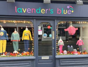 The store front of childrenswear shop Lavender's Blue