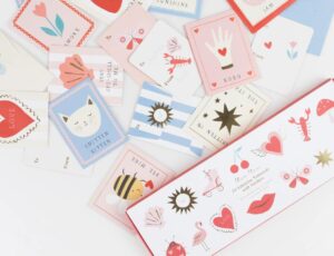 A selection of valentine's cards and stickers by Meri Meri