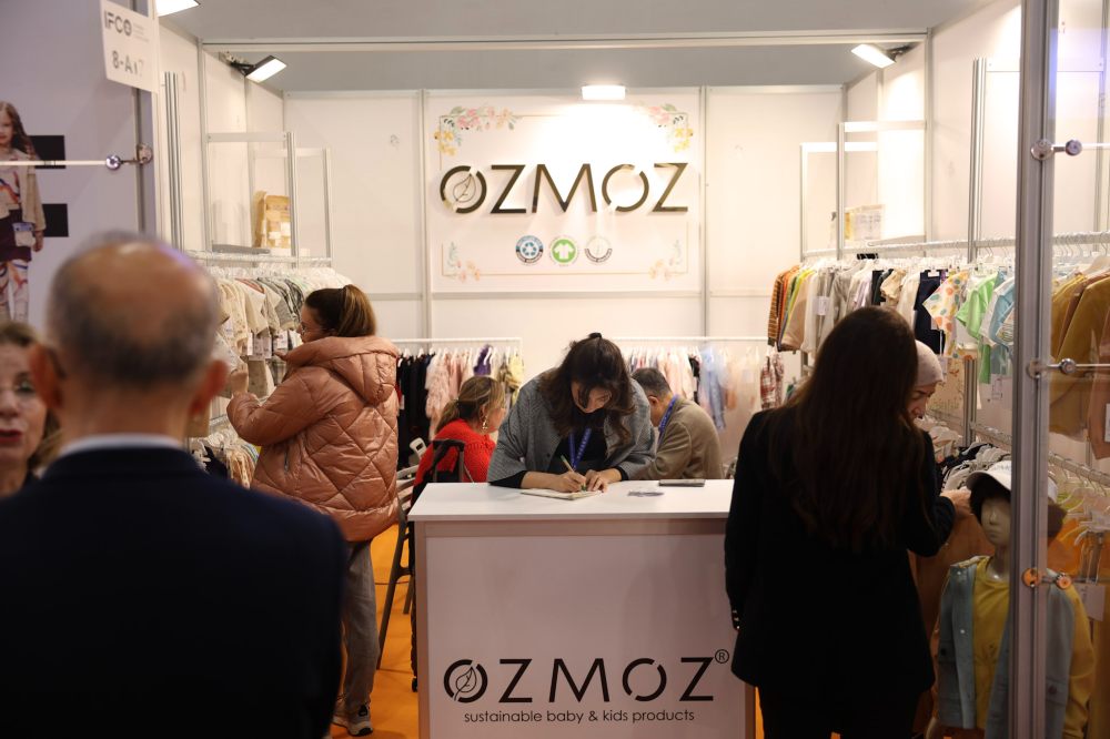 Baby and children's clothes displayed on the Ozmoz stand at the IFCO Istanbul Fashion Connection trade show 