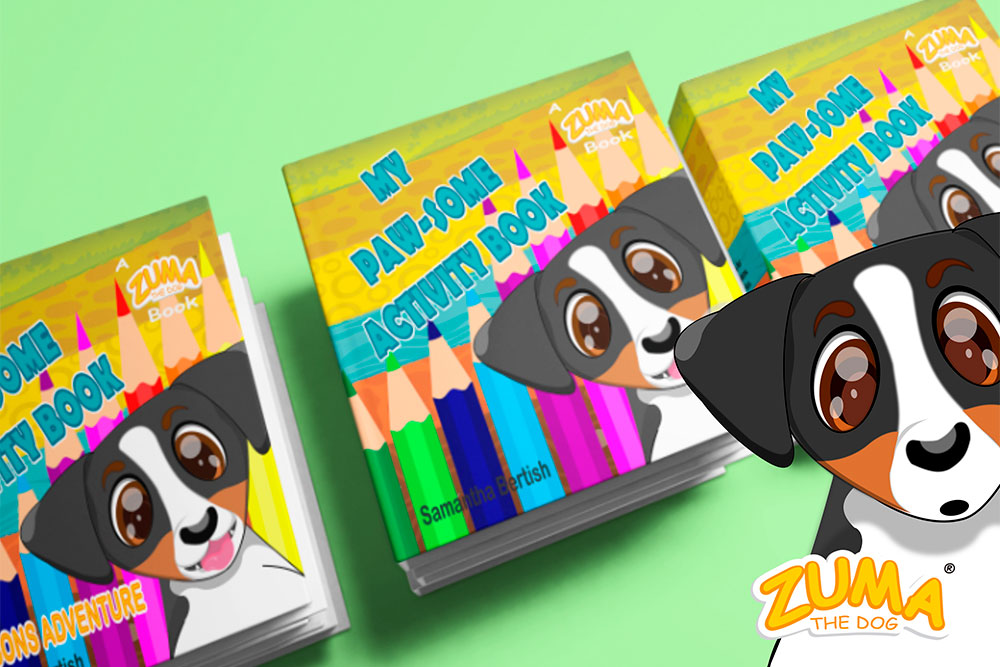 Front cover of the Zuma the Dog activity book