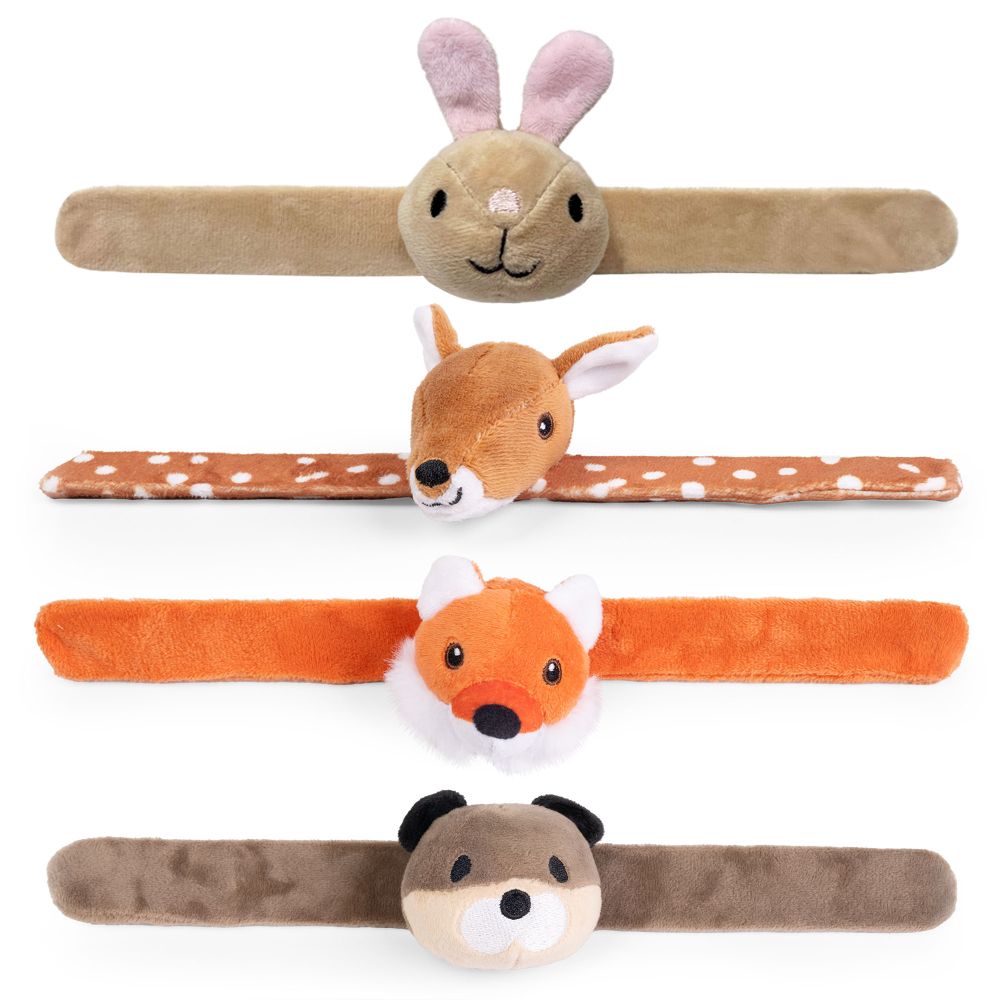 Children's snap band bracelets featuring woodland animal faces 