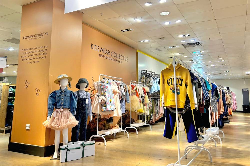 Kidswear Collective area in a John Lewis store displaying children's clothing