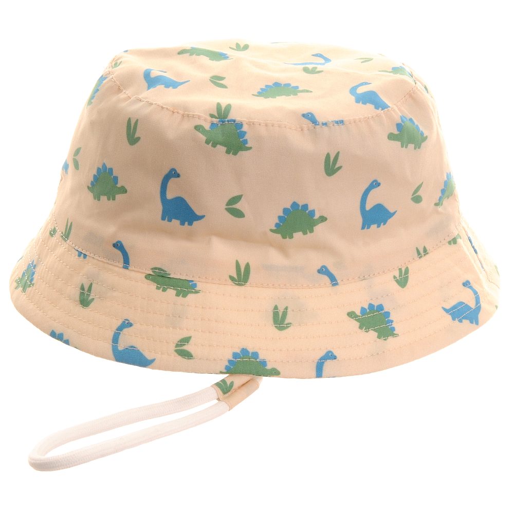 A child's sun hat with a dinosaur print 