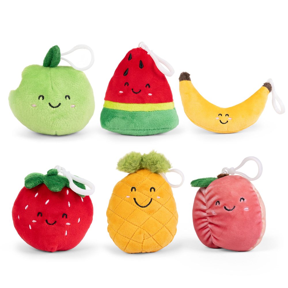 Six fruit design soft toy keyrings