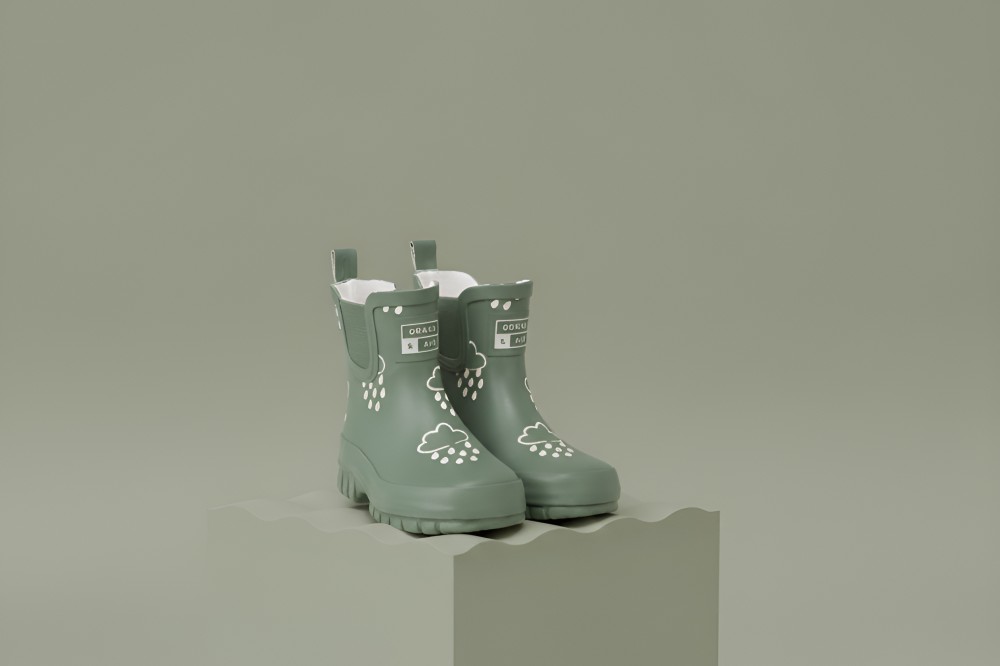 A green pair of The Chunkies children's wellies