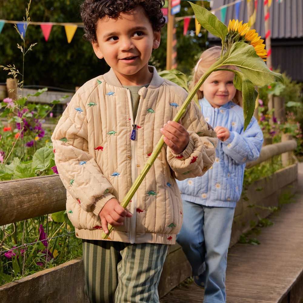 Two children at Godstone Farm promoting the new JoJo Maman Bebe collection