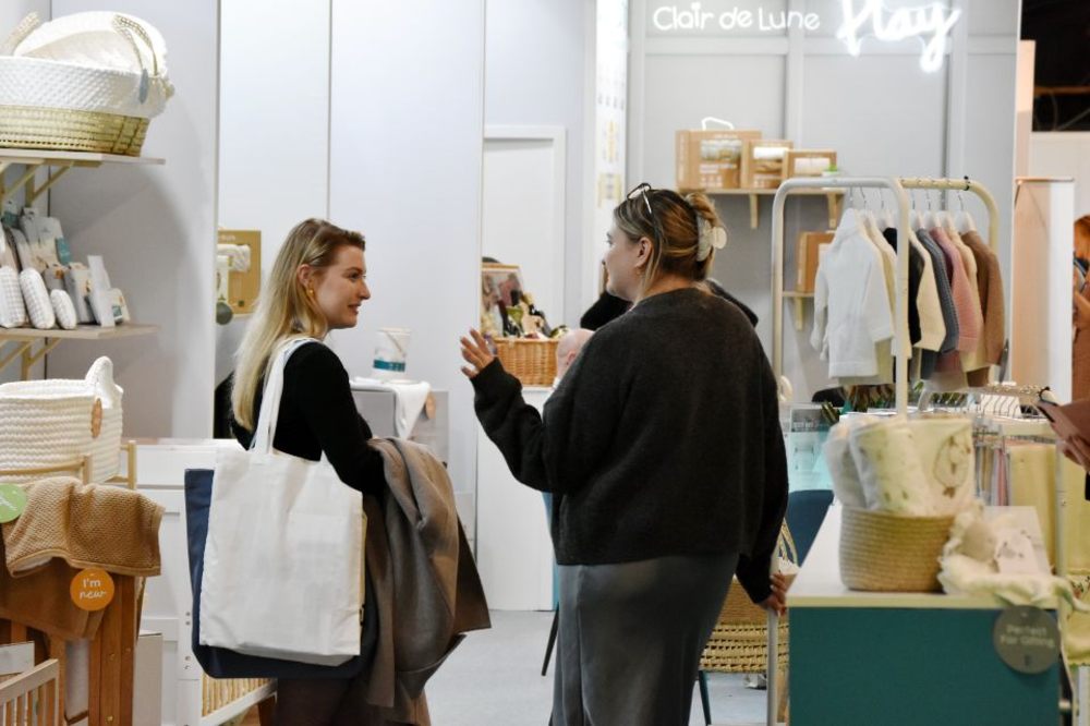 People talking on a stand at Harrogate International Nursery Fair
