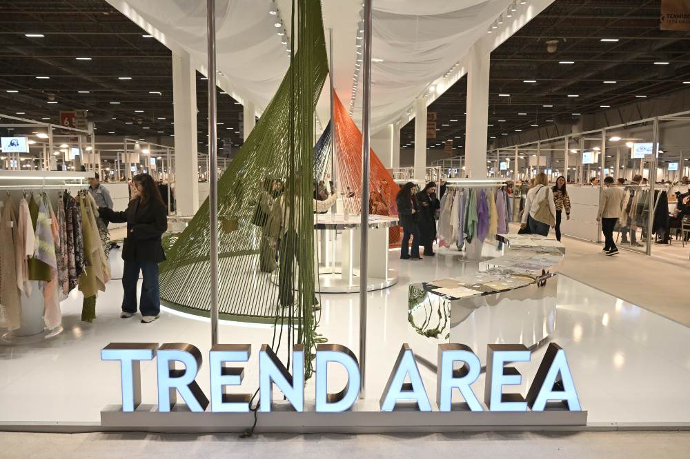 People stood in the Trend Area of the Texhibiton Istanbul trade show