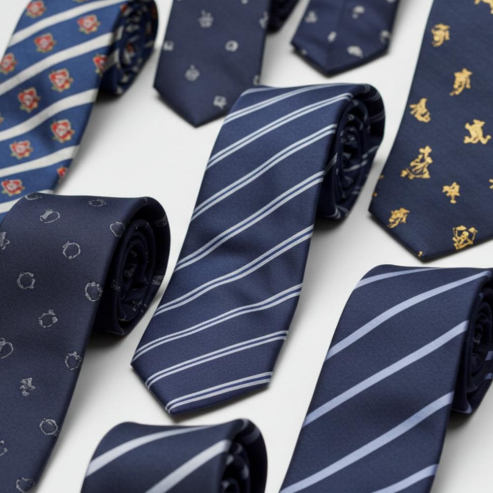 A selection of blue school ties by Charles London