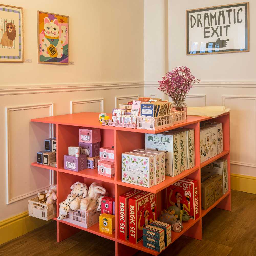 A display of books and gifts in a children's shop 