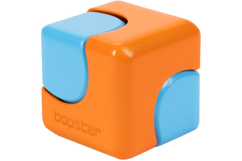 Orange and blue square fidget toy by Bopster 