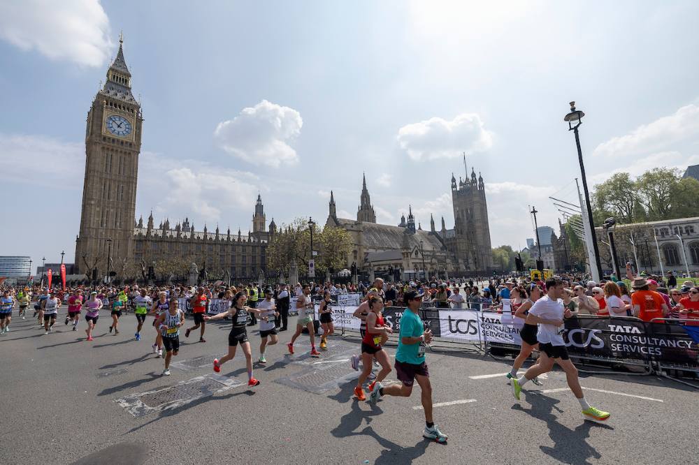 People shown running in the London Marathon